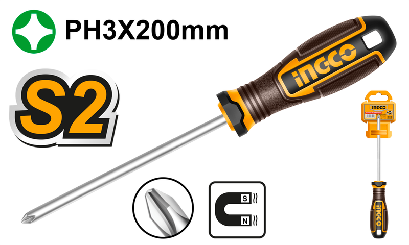 Ingco Phillips screwdriver PH3 X 200mm - DEFAULT TITLE