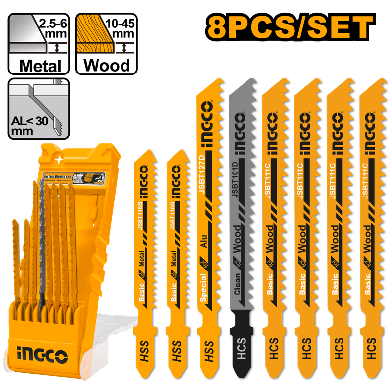 Ingco Jigsaw Blade Set 8 Pcs - DEFAULT TITLE
