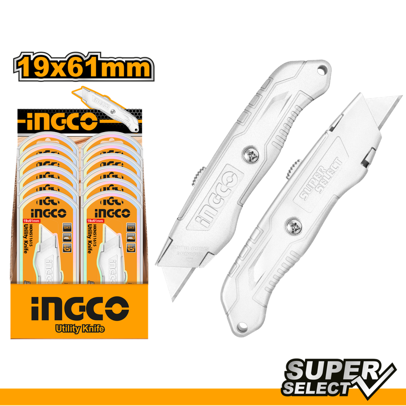 Ingco Retractable Utility Knife 19mm X 61mm - DEFAULT TITLE