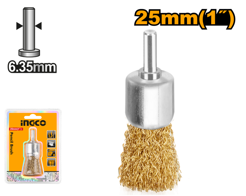 Ingco Wire Brush End + Shank 25mm - DEFAULT TITLE