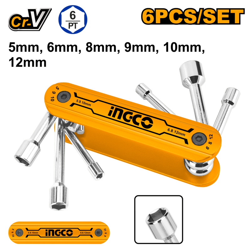 Ingco Folding Nut Driver Set 6Pcs - DEFAULT TITLE