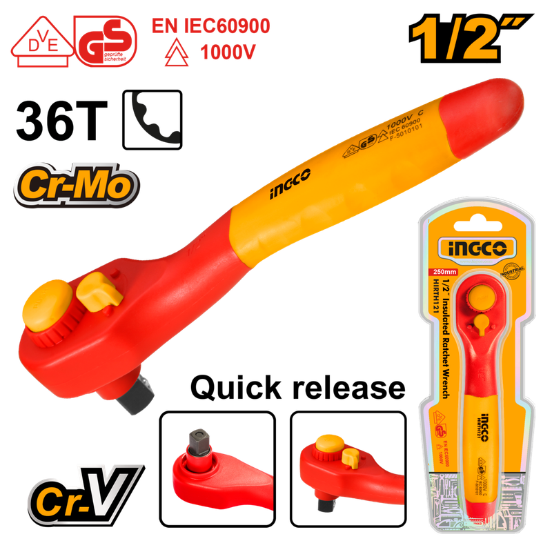 Ingco 1/2" Insulated ratchet wrench - DEFAULT TITLE