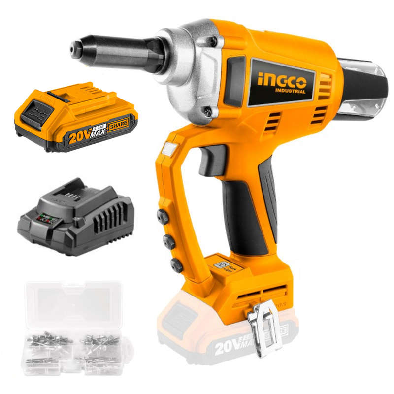 Special - Ingco Cordless Rivet Tool 20V Kit (Charger + Battery(2Ah) + Rivets)