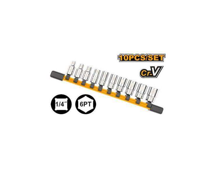 Ingco 1/4" Drive Socket Set 5Mm - 14Mm 10 Piece
