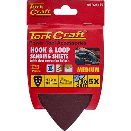 Tork Craft Sanding Triangle 220 Grit 140 X 140 X 98Mm 5/Pack W/H Hook And Loop - DEFAULT TITLE