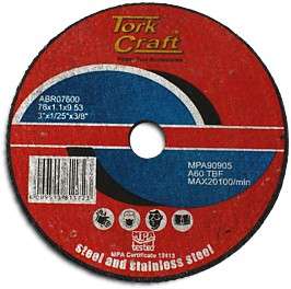 Tork Craft Abrasive Cutting Wheel For Steel 76 X 1.1 X 9.53 - DEFAULT TITLE
