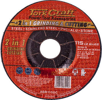 Tork Craft 2 In 1 Grinding & Cutting Disc 115Mm X 2.8 X 0.22 Steel/Ss/Pva/Alu/Sto - DEFAULT TITLE