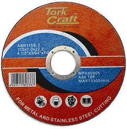 Tork Craft Cutting Disc Steel  & Ss 115 X 1.0 X 22.2 Mm 10 Pack - DEFAULT TITLE