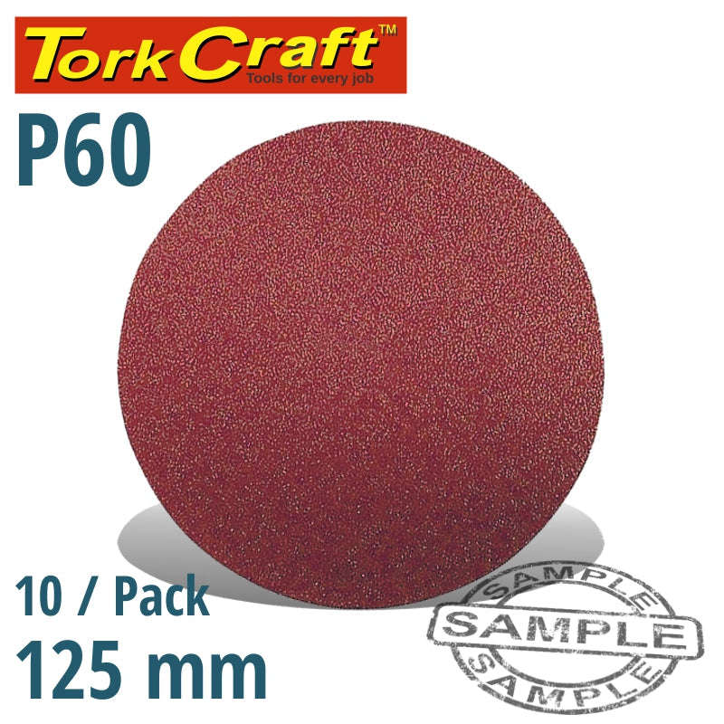 Tork Craft Sanding Disc 125Mm No Hole 60 Grit 10/Pack Hook And Loop