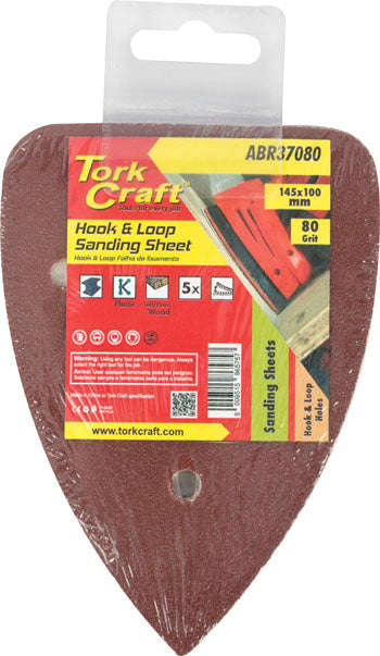 Tork Craft Sanding Tri - 80 Grit 145 X 145 X 100Mm 5/Pack For Tcms Hook And Loop - DEFAULT TITLE