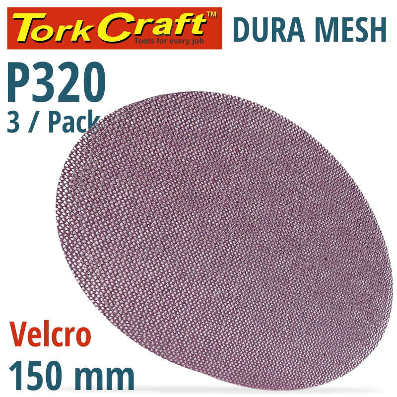 Tork Craft Dura Mesh Abr.Disc 150Mm Hook And Loop 320Grit 3Pc For Sander Polisher