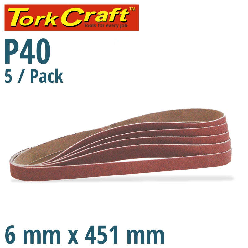 Tork Craft Powerfile Sanding Belt 6 X 451Mm 40 Grit 5/Pk