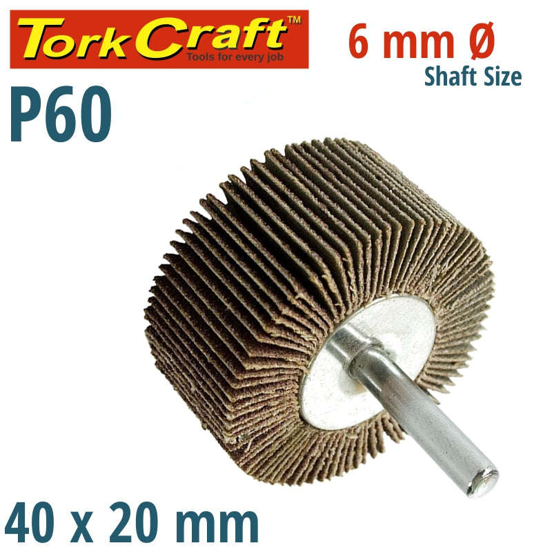Tork Craft Flap Wheel 40 X 20 X 6Mm Shaft 60 Grit Per Each (50 Per Box)