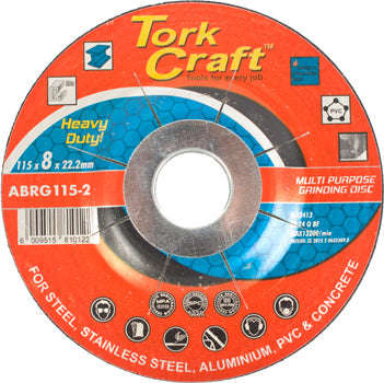Tork Craft Grinding Disc Multi Purpose 115 X 8.0 X 22.2Mm Steel, S/Steel, Concret - DEFAULT TITLE