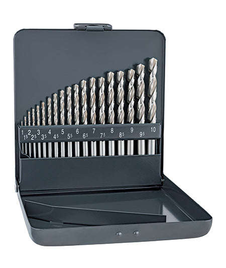 Alpen Pro 19-Pcs Hss-G 1 -10 X 0.5Mm Metal Case 135 Split Point Set - DEFAULT TITLE