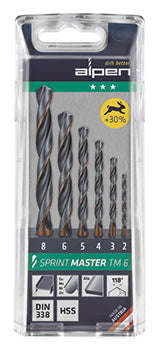 Alpen Sprint Master Drill Set Tm6 6-Pcs 2 - 3 - 4 - 5 - 6 - 8Mm Hss Set - DEFAULT TITLE