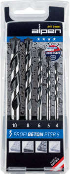 Alpen Concrete Profi Beton Drill Bit 5 Piece Set 4 5 6 8 10 Mm - DEFAULT TITLE