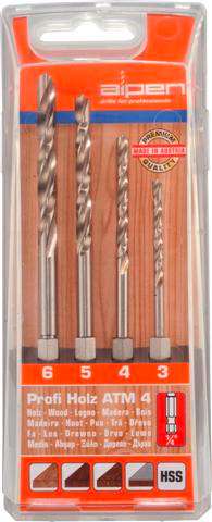 Alpen Hex Shank Set Hss For Wood 4 Piece 3 4 5 6Mm - DEFAULT TITLE