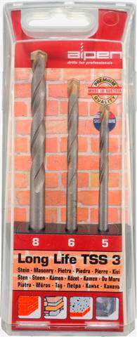 Alpen Masonry Drill Bit Set 3 Piece Long Life 5 6 8 - DEFAULT TITLE