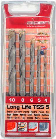 Alpen Masonry Drill Bit Set 5 Piece Long Life 4 5 6 8 10 - DEFAULT TITLE