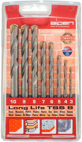 Masonry Drill Bit Set 8 Piece Long Life 3-10Mm -