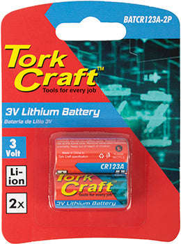 Tork Craft Cr123A 3V Lithium Battery X2 Per Card (Moq 6) - DEFAULT TITLE