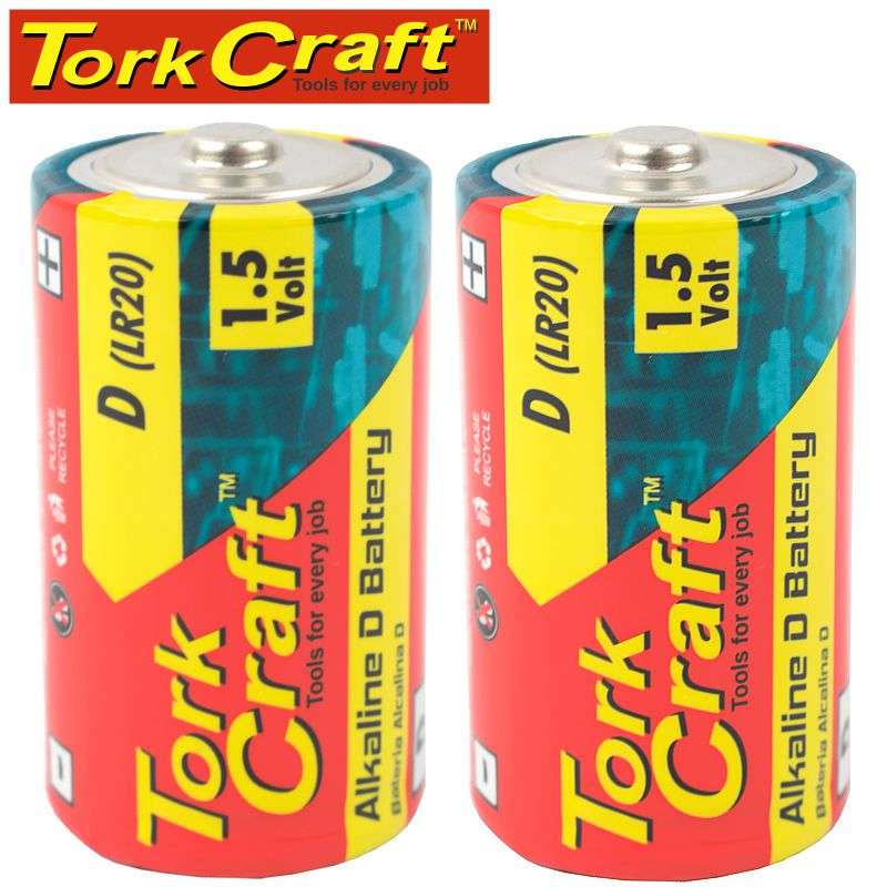 Tork Craft Lr20 2S  D 1.5V Battery X2 Pack Shrink Wrap (Moq 48) - DEFAULT TITLE