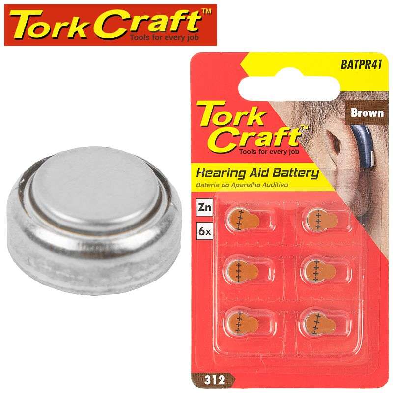 Tork Craft Pr41 Zinc-Air Hearing Aid Battery X6 Pack Brown -