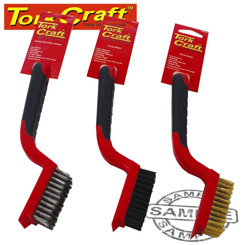 Tork Craft Soft Grip Wide Brush Set Brass Stainless Nylon In Blister Tcw - DEFAULT TITLE