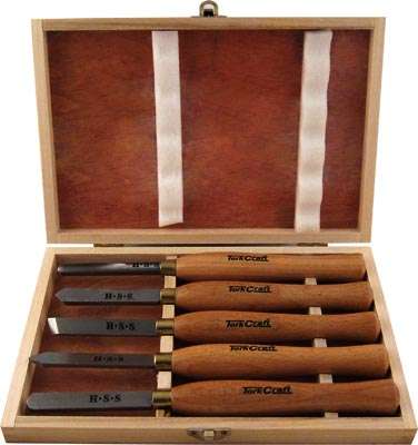 Tork Craft Chisel Set Wood Turning 300Mm Hss 5 Pcs In Wood Case - DEFAULT TITLE