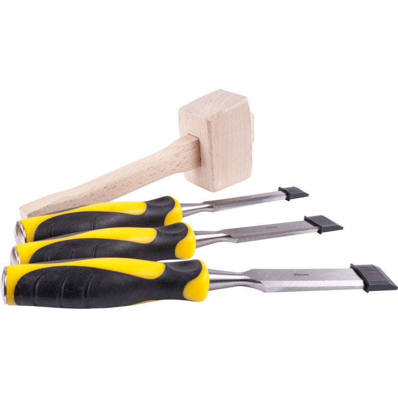 Tork Craft Chisel Set 3 Piece Plus Wooden Mallet - DEFAULT TITLE
