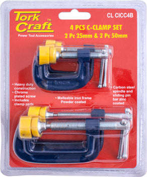 Tork Craft Clamp C - Type  4Pcs Set Kit 2 X 25 & 50Mm - DEFAULT TITLE