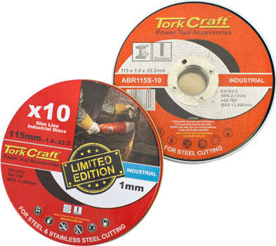 Tork Craft Cutting Disc Ind. Metal 115 X 1.0 X 22.2 Mm 10Pce Tin Case -