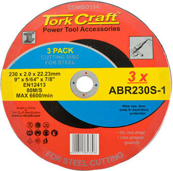 Tork Craft Cutting Disc (3 Pk) Steel 230X2.0X22.23Mm (Abr230S-1) - DEFAULT TITLE