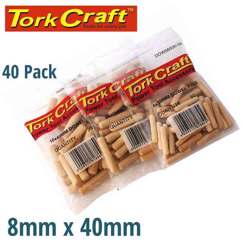 Tork Craft Dowels 8 X 40Mm 40 Per Bag (Birch Wood) - DEFAULT TITLE