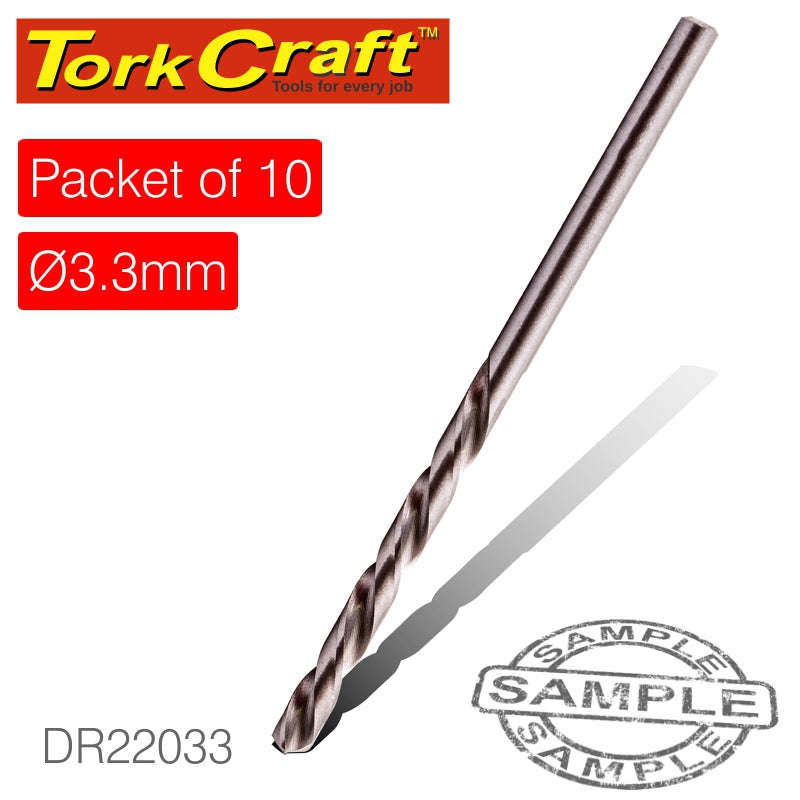 Tork Craft Drill Bit Hss Industrial 3.3Mm 135Deg Packet Of 10 - DEFAULT TITLE