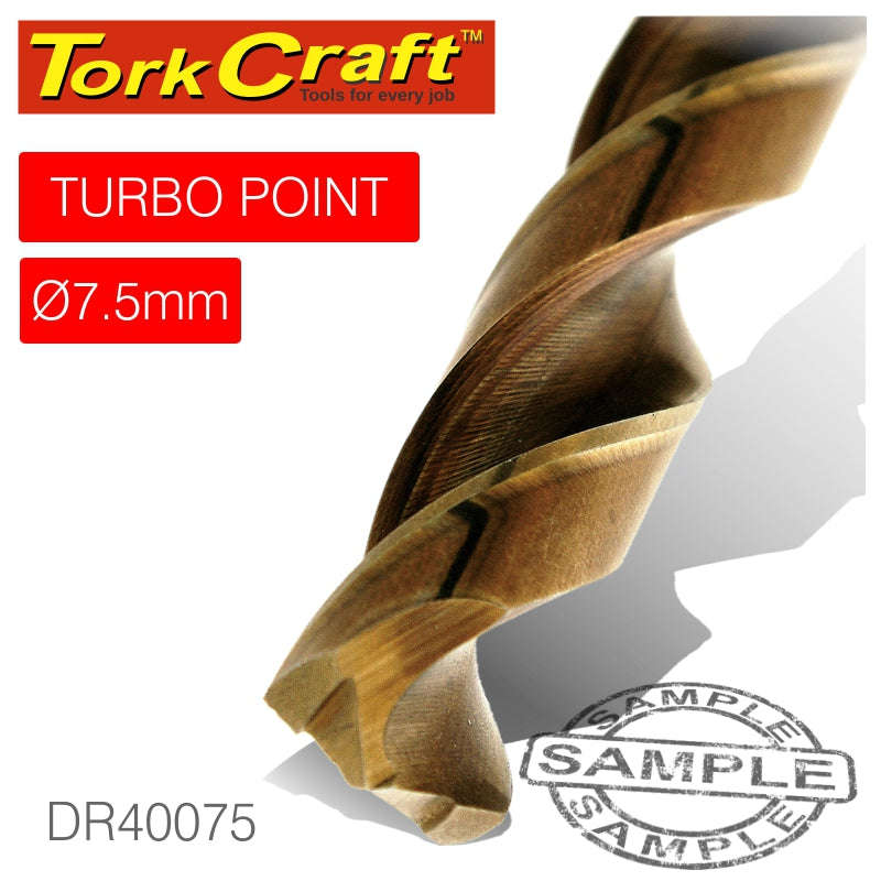 Tork Craft Drill Bit Hss Turbo Point 7.5Mm 1/Card - DEFAULT TITLE