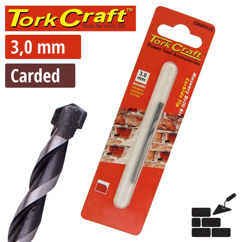 Special - Tork Craft Drill Bit Masonry/Concrete  3.0Mm 1/Card - DEFAULT TITLE