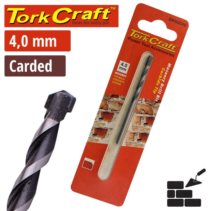 Special - Tork Craft Drill Bit Masonry/Concrete  4.0Mm 1/Card - DEFAULT TITLE