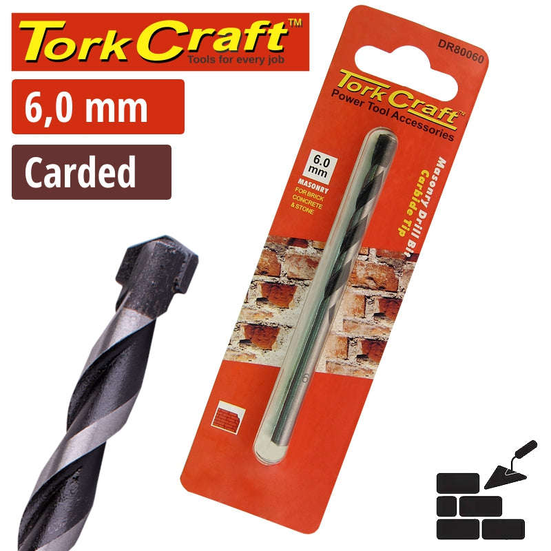 Special - Tork Craft Drill Bit Masonry/Concrete  6.0Mm 1/Card - DEFAULT TITLE