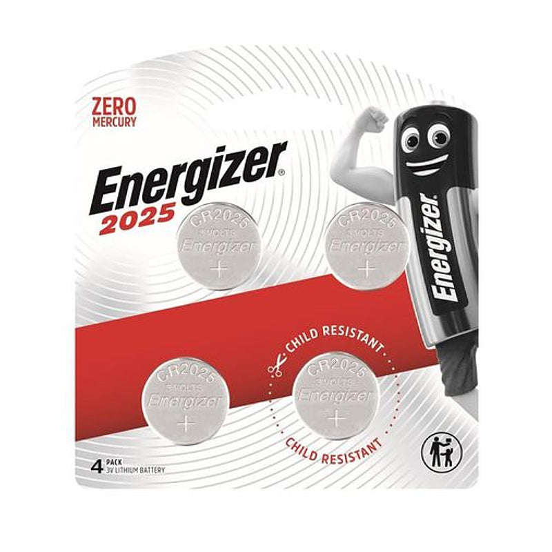 Energizer Cr2025 3V Lithium Coin Battery 4 Pack (Moq12)