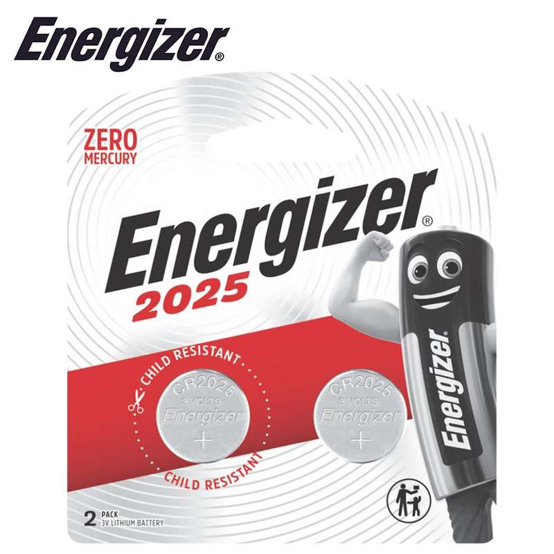 Energizer Cr2025 3V Lithium Coin Battery 2 Pack (Moq12) -