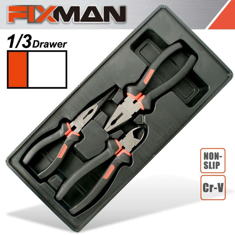 Fixman 3-Pc Pliers Set (Combination 8'Ncutting 7.5' Long Nose 8') - DEFAULT TITLE