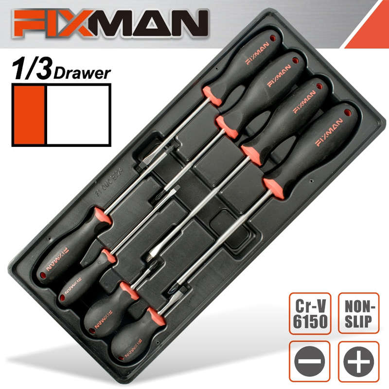 Fixman Tray 8 Piece Slotted And Phillips Screwdrivers - DEFAULT TITLE