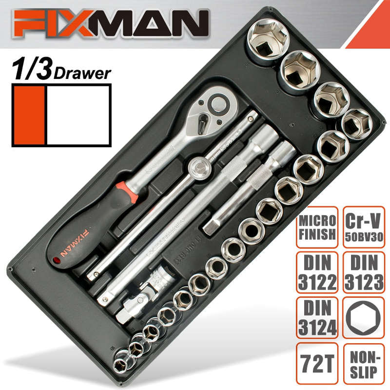Fixman 22-Pc 1/2' Dr.Sockets & Accessories - DEFAULT TITLE
