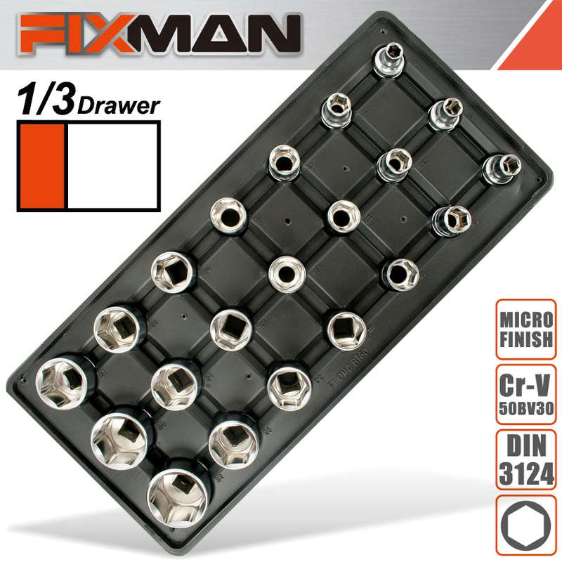Fixman Tray 21 Piece 1/2' Drive Sockets - DEFAULT TITLE