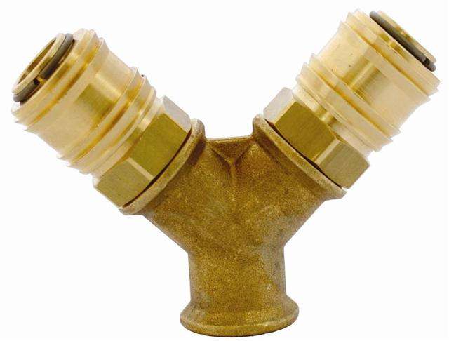 Gav Quick Coupler Brass Two Way 3-8F - DEFAULT TITLE