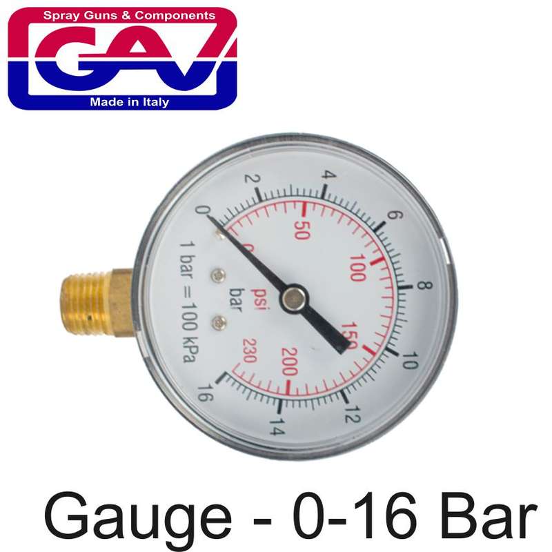 Pressure Gauge 0-16Bar 1/4Lower63Mm Packaged - DEFAULT TITLE