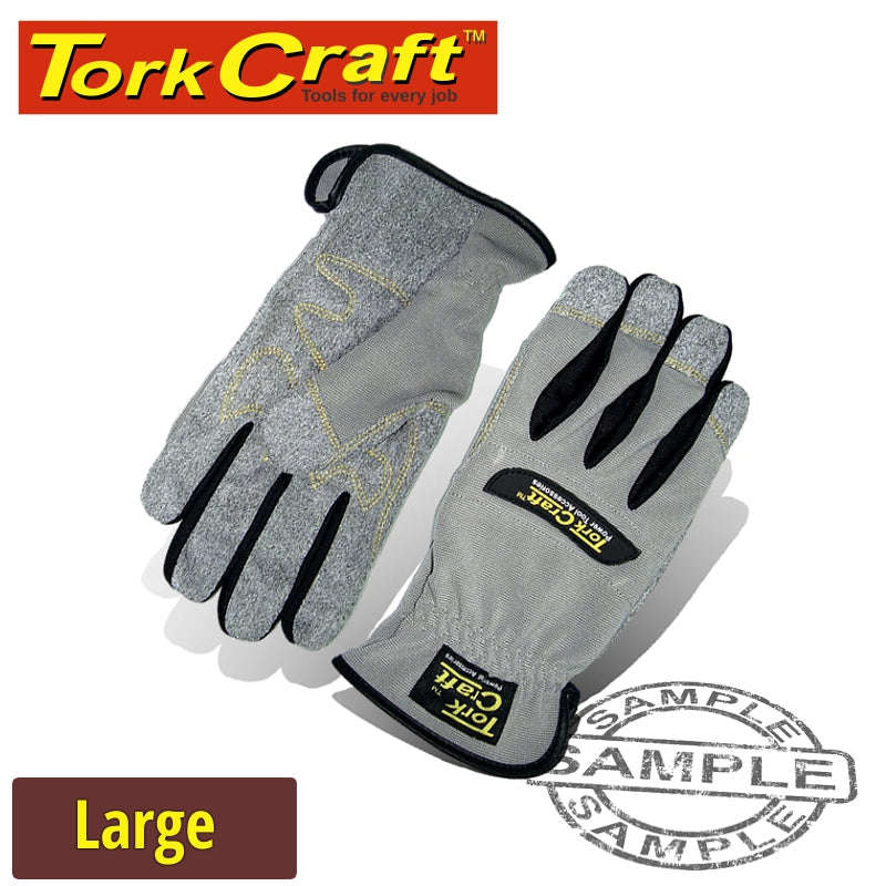 Tork Craft Mechanics Glove Large Synthetic Leather Palm Spandex Back - DEFAULT TITLE