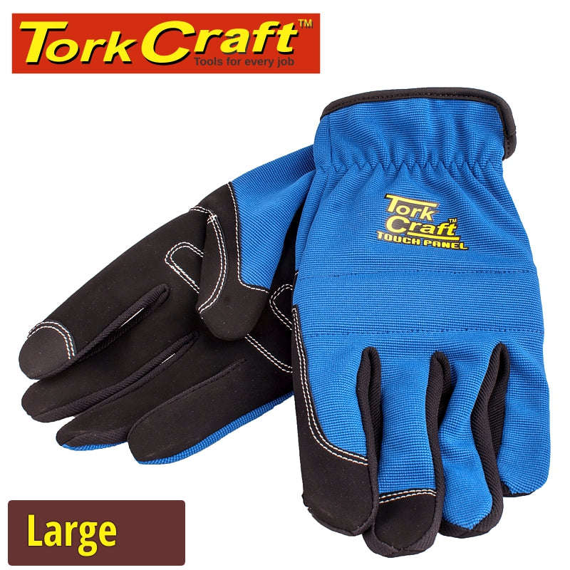 Tork Craft Glove Blue With Pu Palm Size Large  Multi Purpose - DEFAULT TITLE